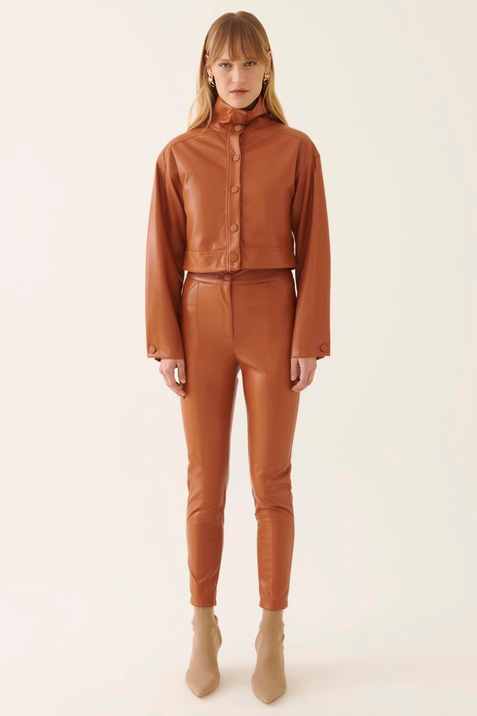 Bayan TURUNCU Arleths Tarcin Renk Slim Fit Dar Paça Pantolon