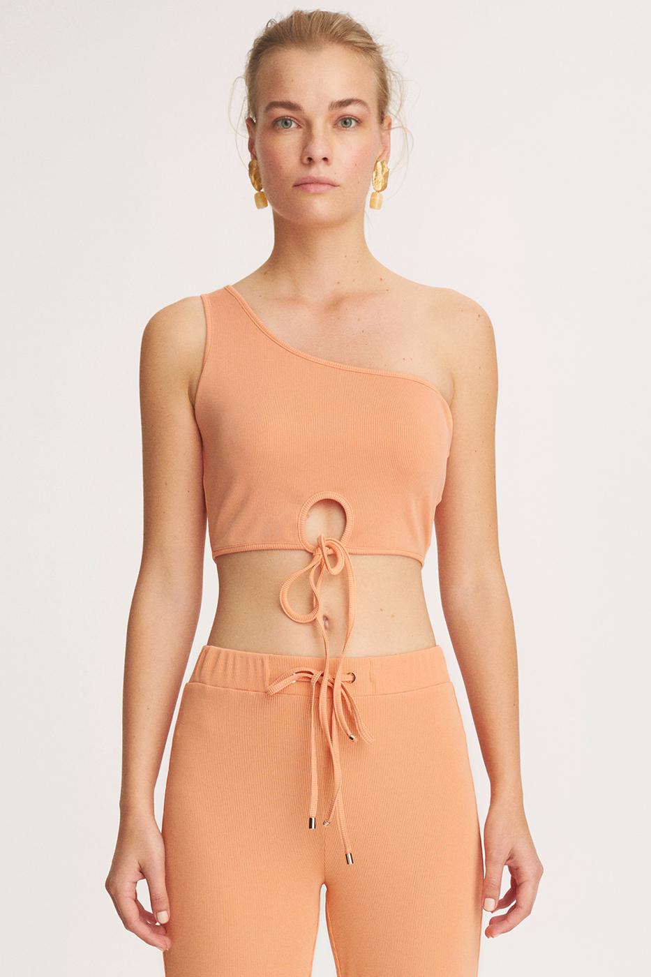 Bayan TURUNCU Kady Turuncu Renk Slim Fit Tek Omuzlu Bluz