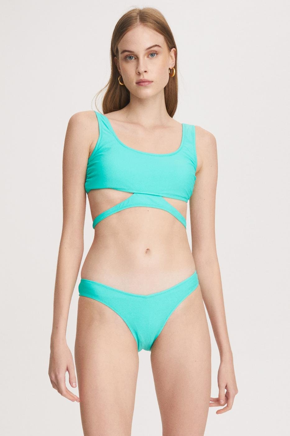 Bayan MAVİ Turkuaz Renk Bikini Takımı