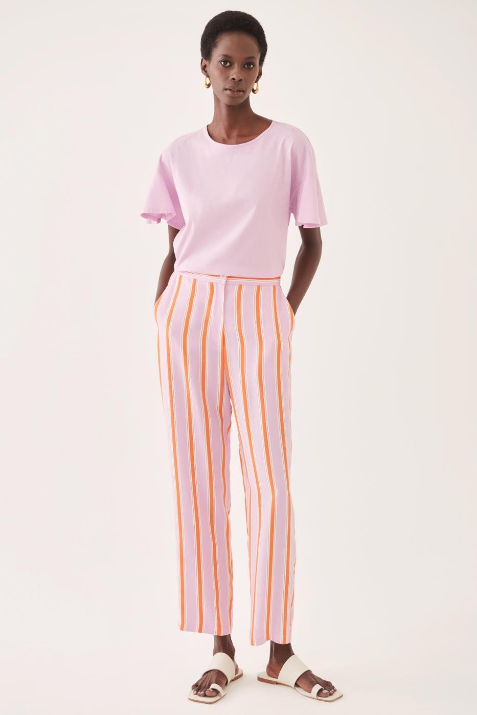 Bayan LİLA Anette Lila Renk Regular Fit Boru Paça Pantolon