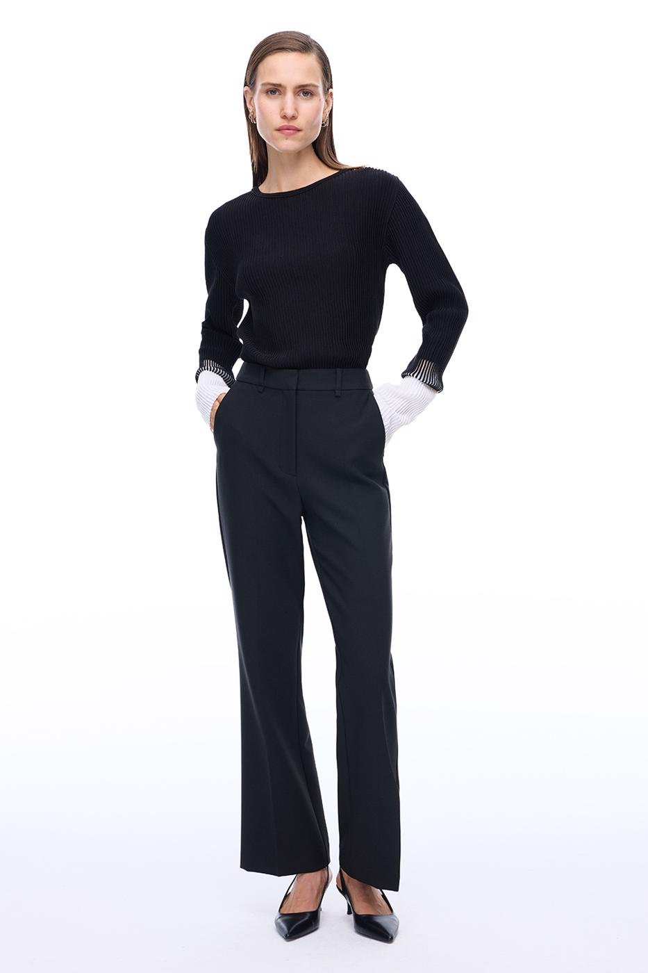 Bayan SİYAH Siyah Yüksek Bel Slim Fit Dar Paça Pantolon