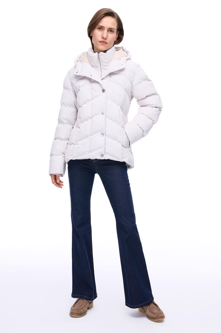Bayan Taş Aurens Slim Fit Kısa Boy Takma Kol Hakim Yaka Tas Mont