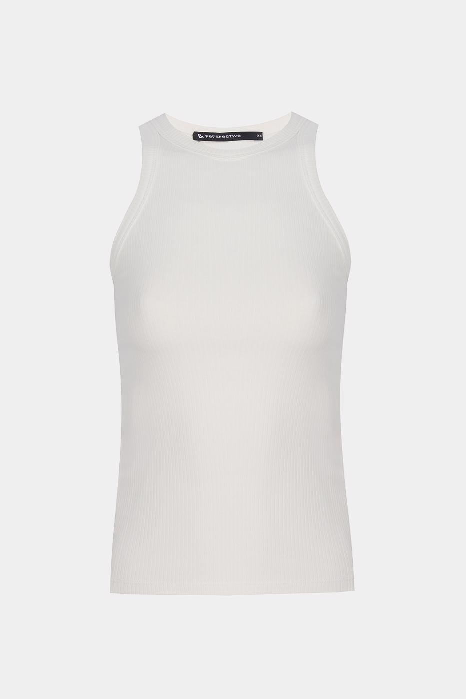 Bayan EKRU Ekru Daminas Slim Fit Bisiklet Yaka Sıfır Kol Bluz