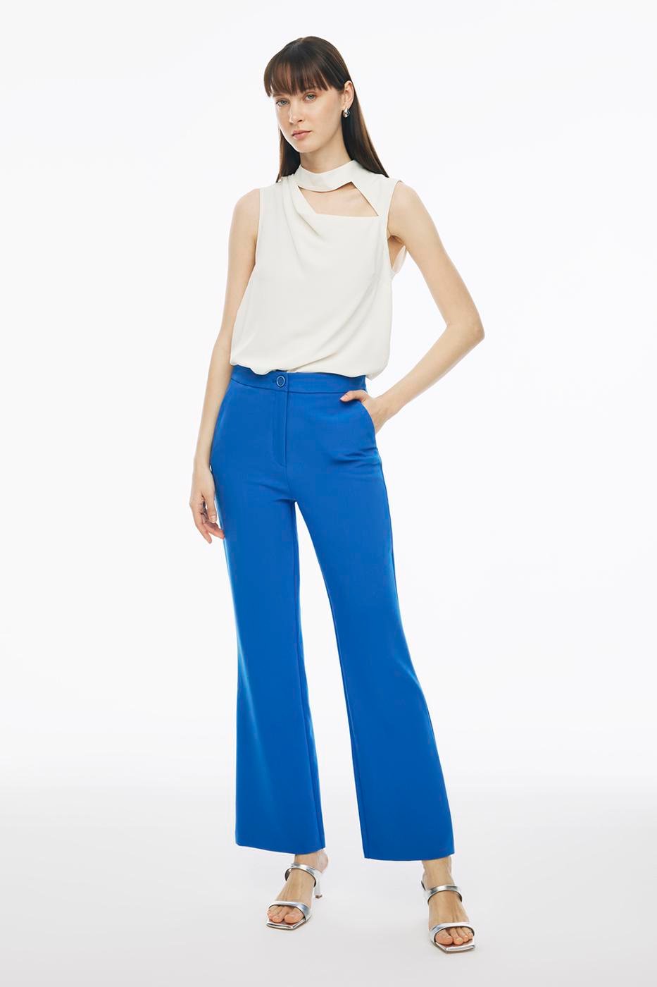 Bayan Saks Fiors Regular Fit Standart Boy Flair Paça Saks Renk Kadın Pantolon