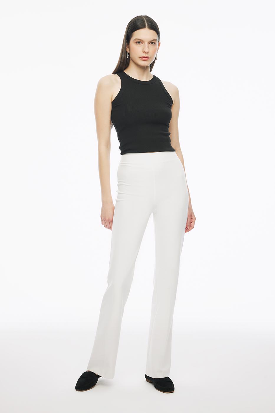 Bayan BEYAZ Beyaz Brams Regular Fit Yüksek Bel Pantolon