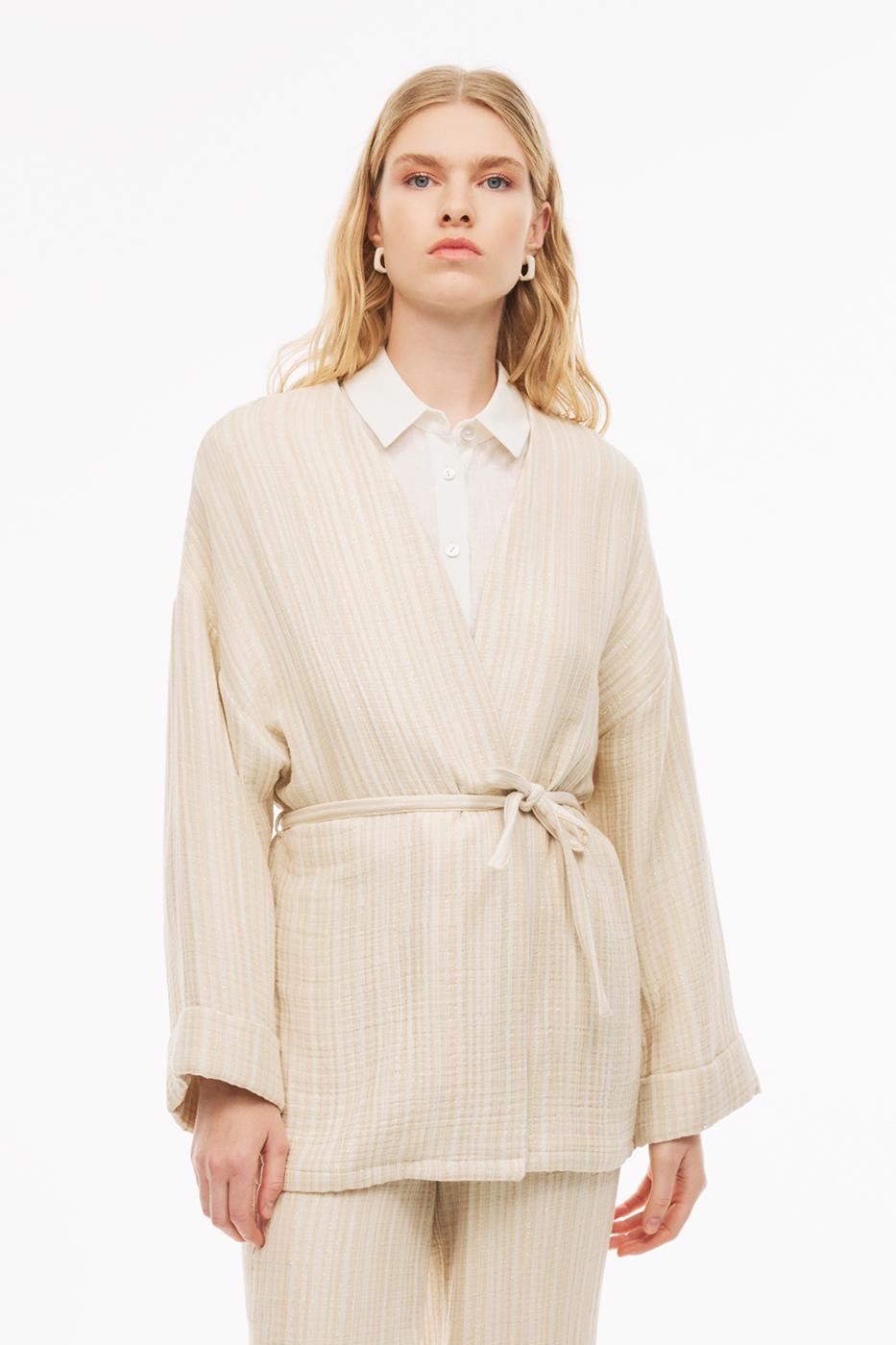 Bayan BEJ Emars Ekru Bej Renk Kimono