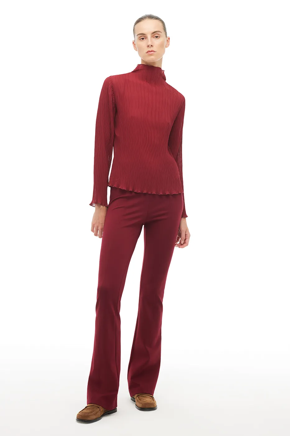 Bordo Balıkçı Yaka Bluz
