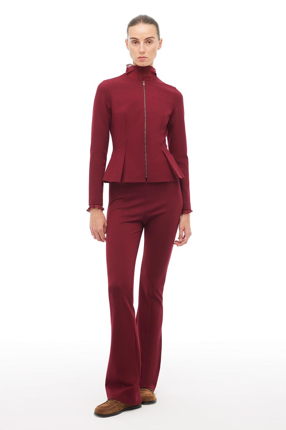 Bayan BORDO Bordo Slim Fit Kısa Ceket