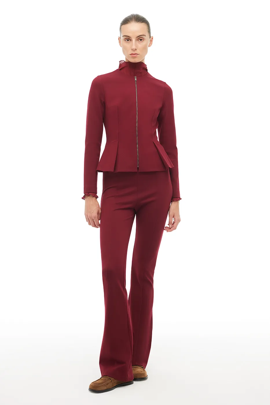 Bordo Slim Fit Kısa Ceket